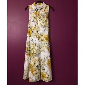 CHETTA B White & Yellow Floral Collar Dress!